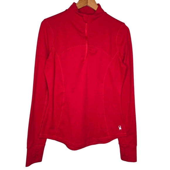 Spyder Women Athleisure Red Freestyle Half Zip Mid Layer Top Thumbholes Medium - Picture 1 of 7